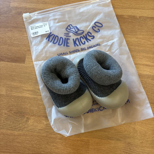 NEW Kiddie Kicks Grey Soft Sole Shoes - 3