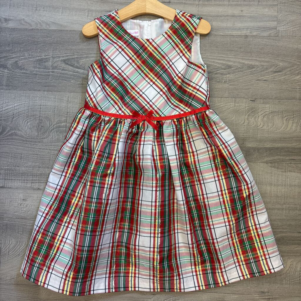 Bonnie Jean Plaid SS Holiday Dress - 6