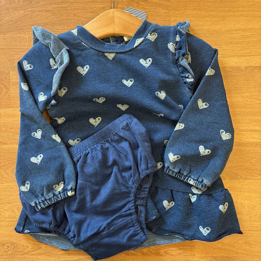 NWT Splendid Heart LS Dress w/ Bloomers - 6/12m