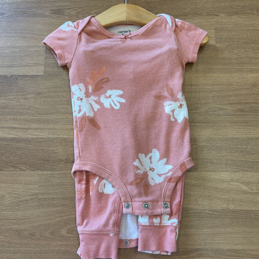 Carter's Floral SS Onesie / Pants Set - 6m