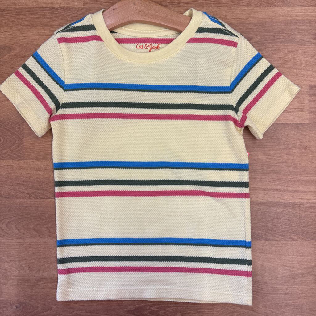 Cat & Jack Stripe SS Tee - 4T