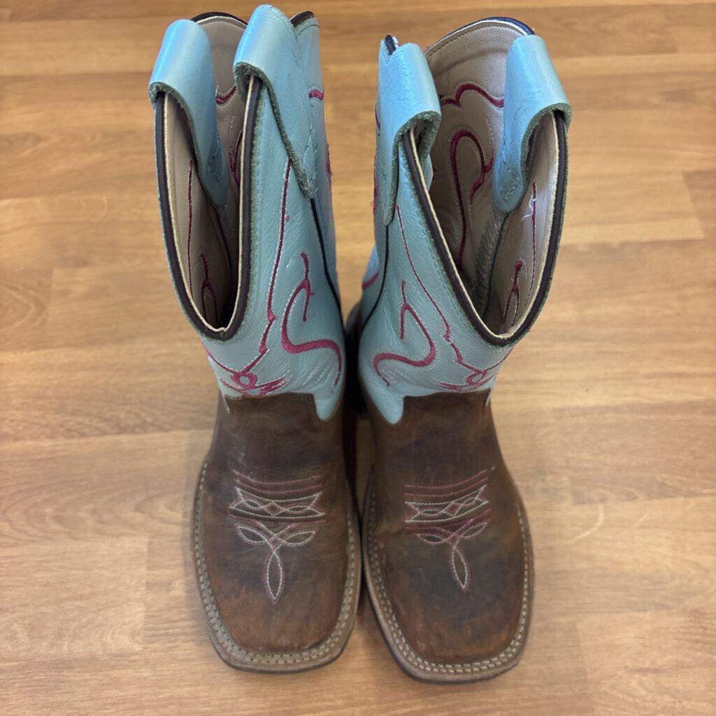 Old West Blue/Brown Cowgirl Boots - 12.5
