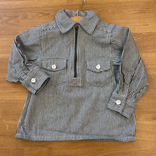 Lil Hickory Railroad Stripe Quarter LS Zip - 12m