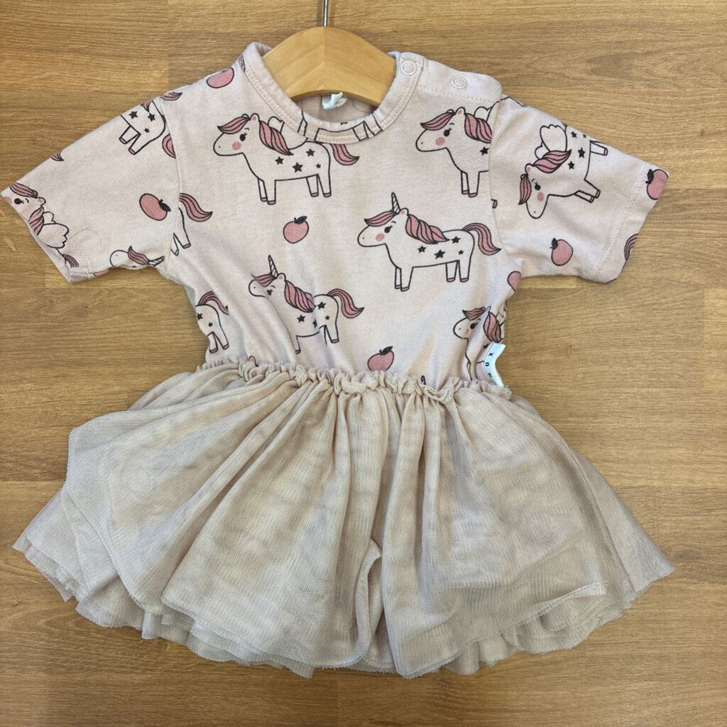 Hux Unicorn SS Tulle Dress Bodysuit - 3/6m