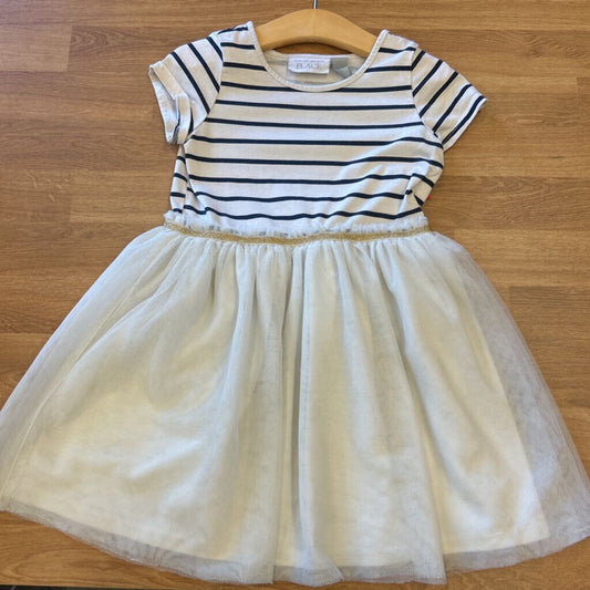 Children's Place Stripe Tulle SS Dress - 5T