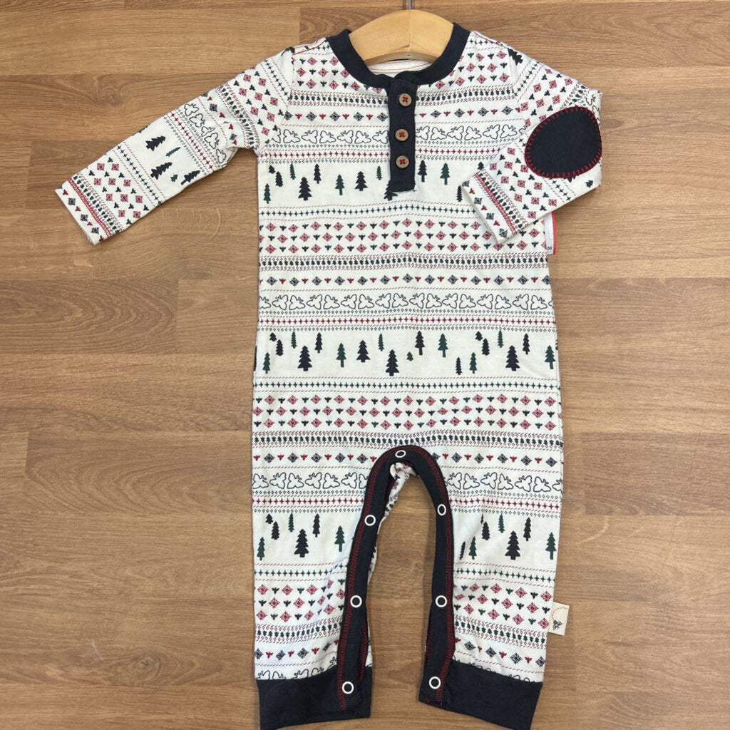 Burt's Bees Tree Henley LS Romper - 0/3m