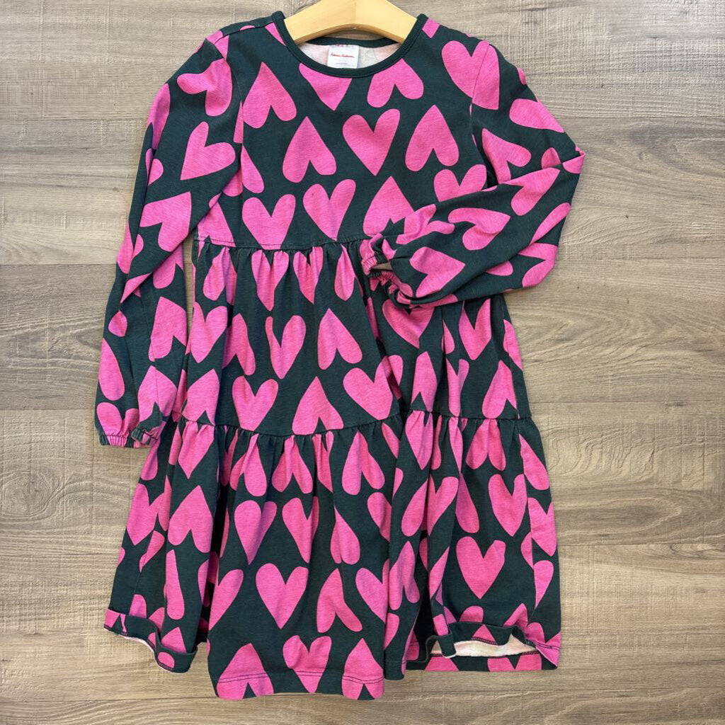 Hanna Andersson Heart LS Dress (small mark) - 6/7