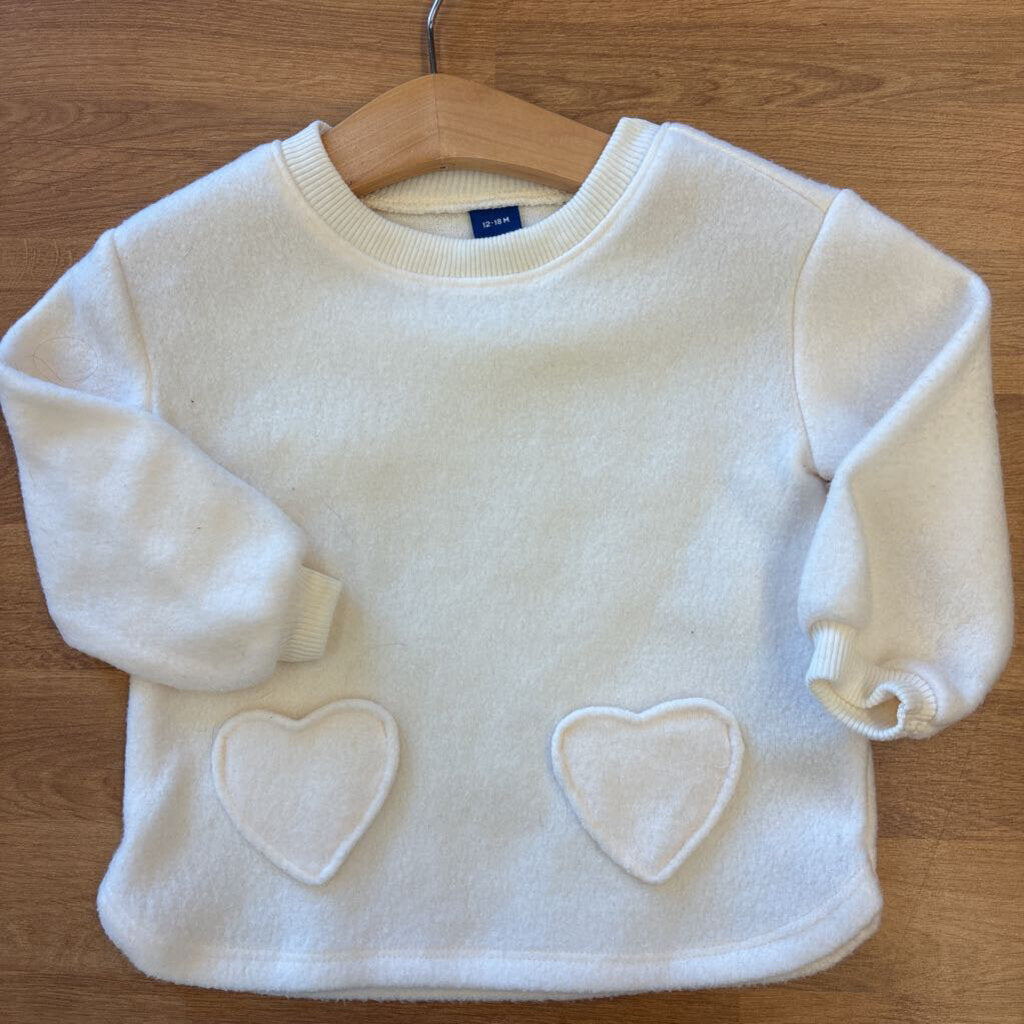 Old Navy Fuzzy Heart Crewneck - 12/18m
