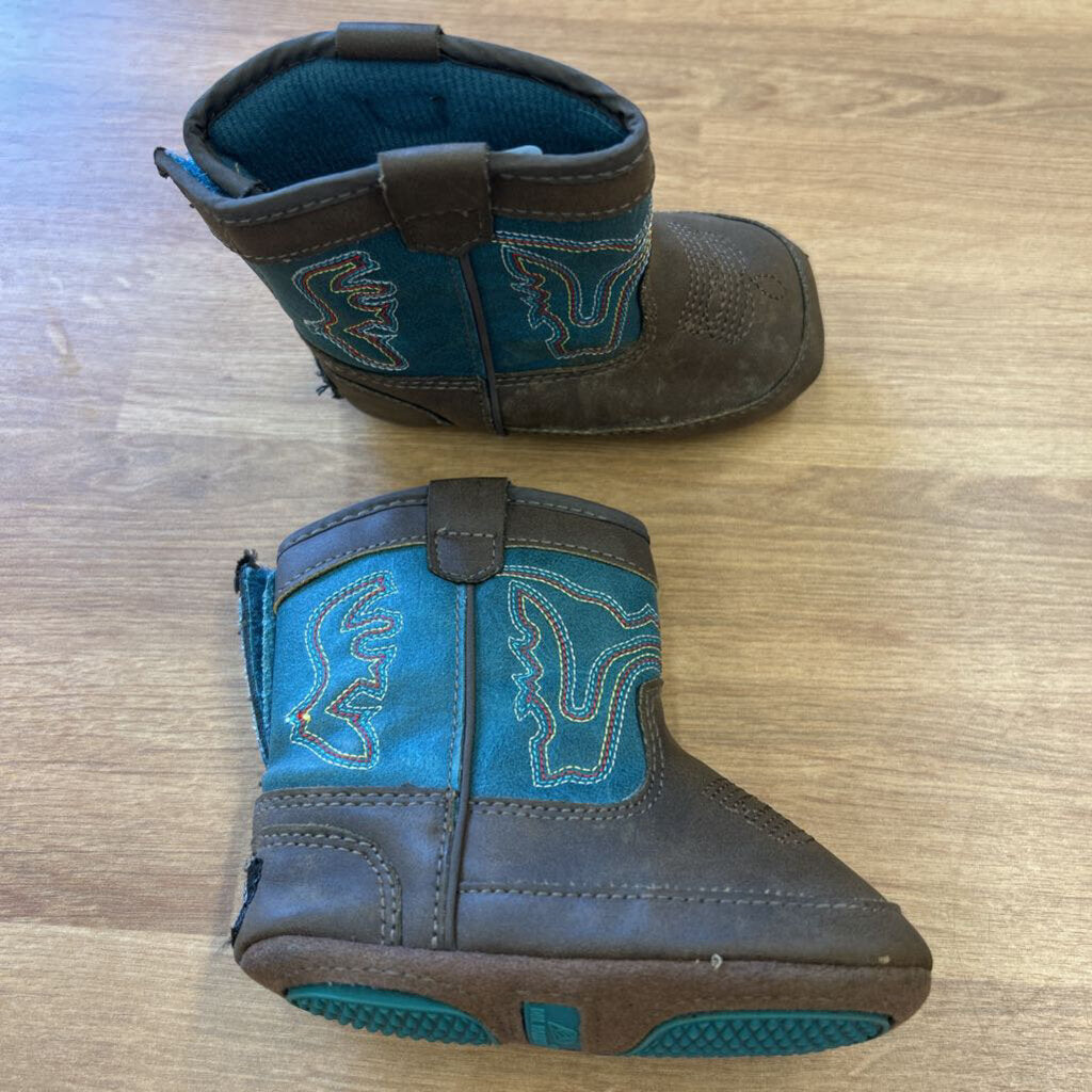 Dbl Barrell Teal Crib Cowboy Shoes - Infant