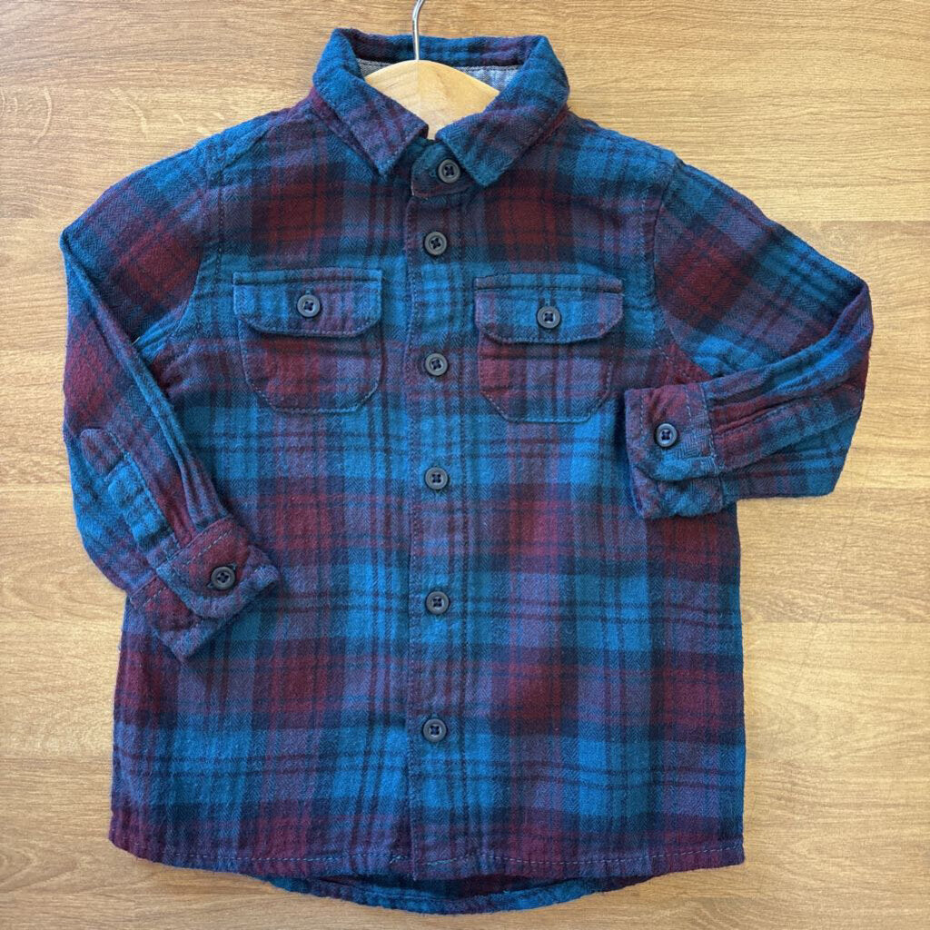 Dip Plaid LS Button Up 6/12m