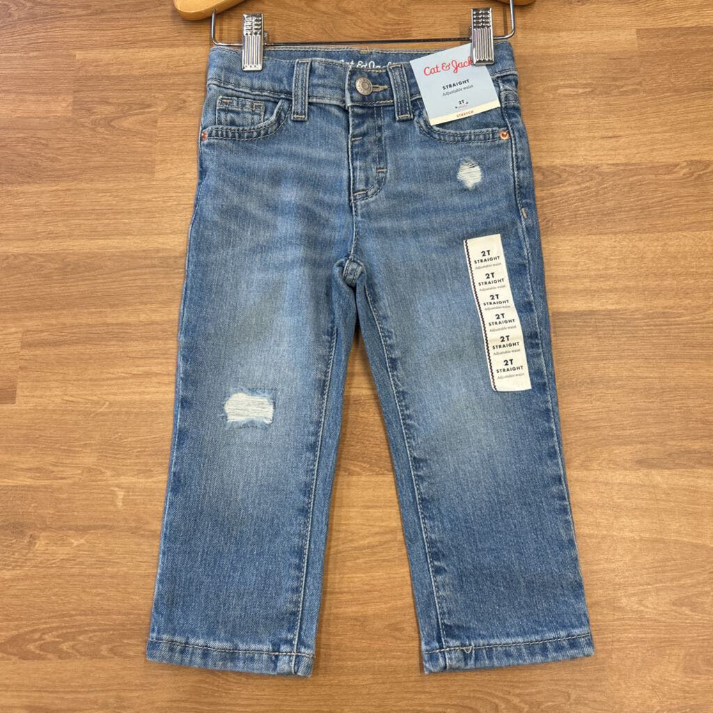 NWT Cat & Jack Distressed Straight Jeans - 2T
