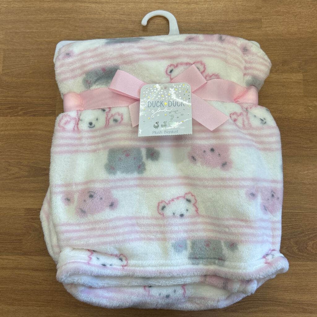 NEW Duck DUck Goose Plush Blanket - Pink Bears