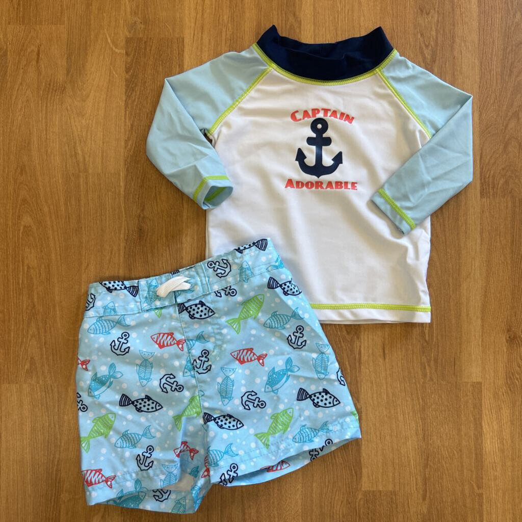 Captain Adorable Two Pc Swim Suit - 3/6m