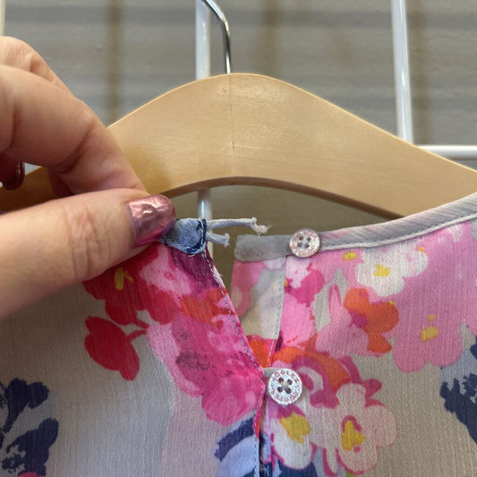Joules Floral SS Party Dress - 11/12 (one button latch torn)