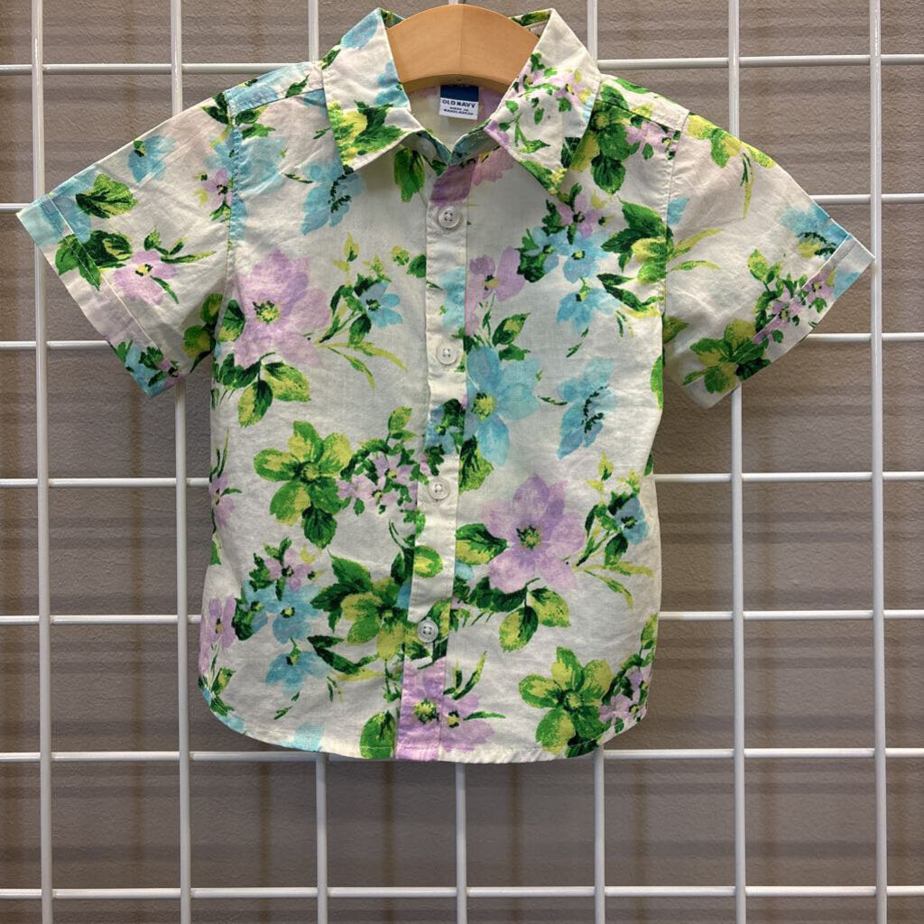 Old Navy Floral SS Button Up - 12/18m