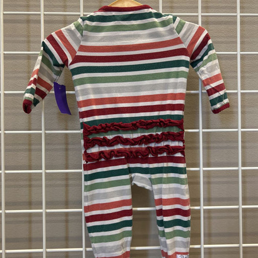 Ruffle Butts Stripe Zip Sleeper - 3/6m