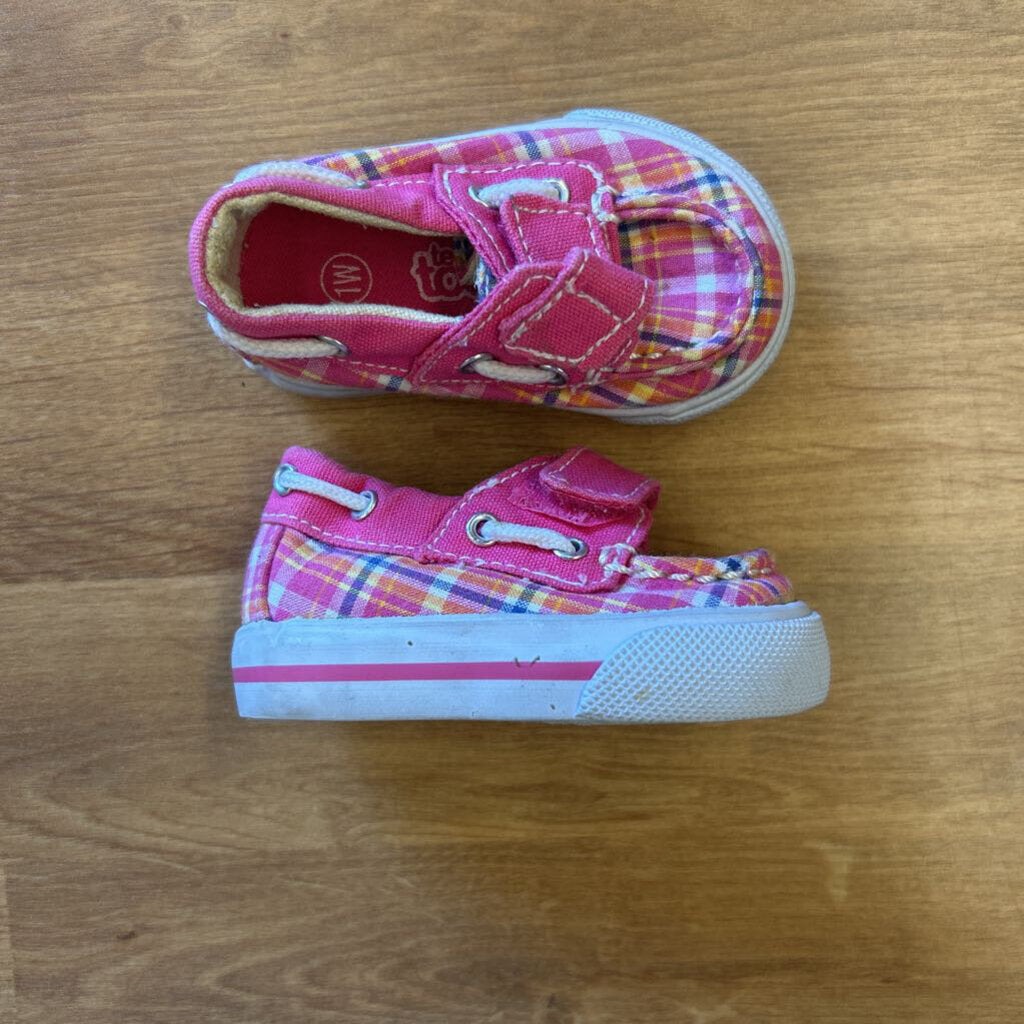 Teeny Toe Plaid Boat Shoes - 1