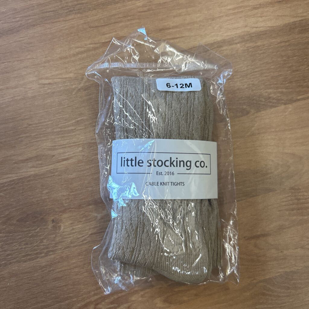 NEW Little Stocking Co. Cable Knit Tights - Tan 6/12m