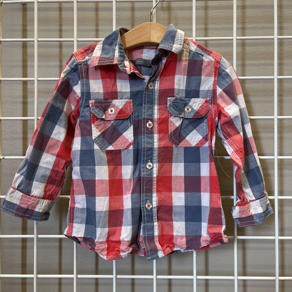 Pumpkin Patch Plaid LS Button Up 3T