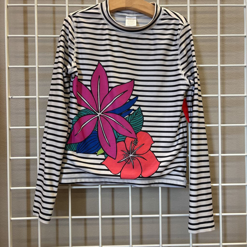 Gymboree Stripe Floral LS Rashguard - 7/8