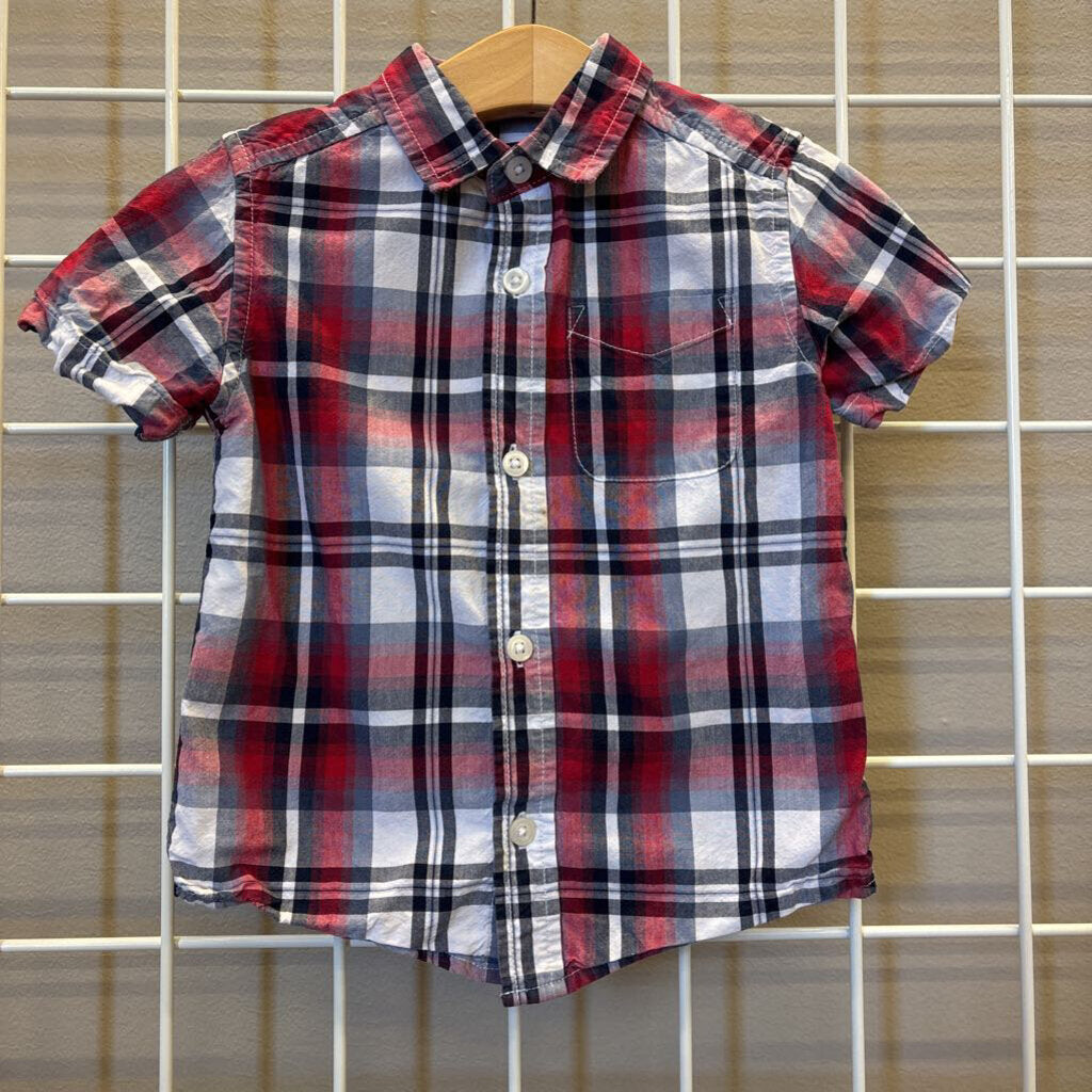 Children's Place Plaid SS Button Up - 2T
