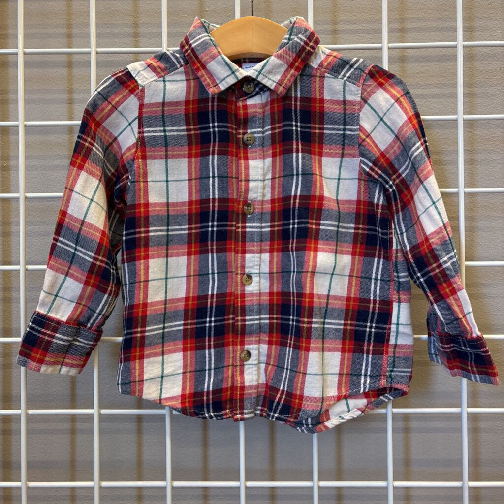 Old Navy Plaid LS Button Up - 2T