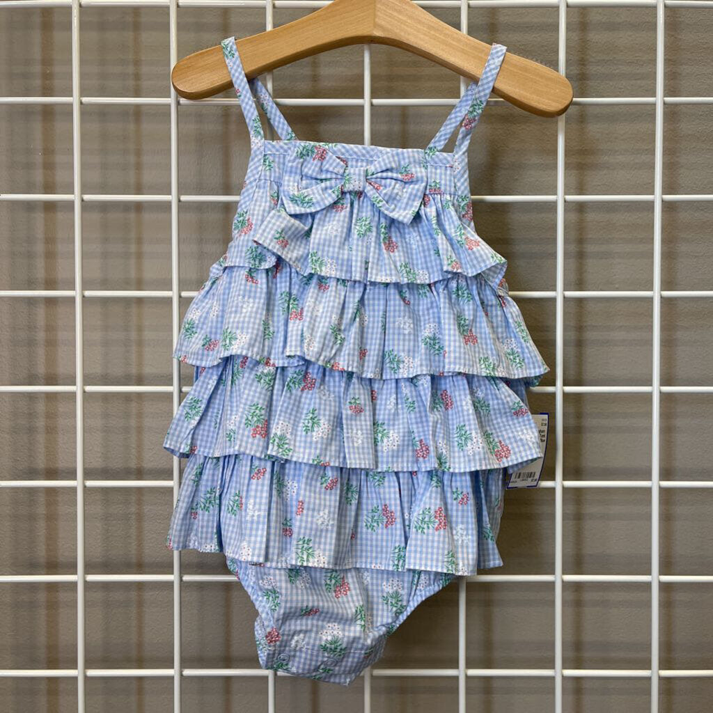 Little Me Gingham Ruffle Bubble Tank Romper - 24m