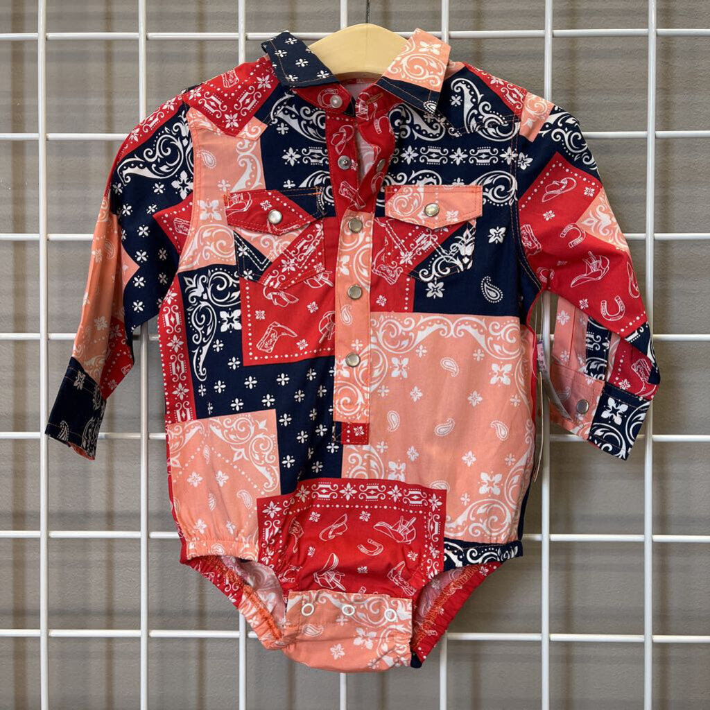 NWT Wrangler Paisley LS Snap Bodysuit - 12m