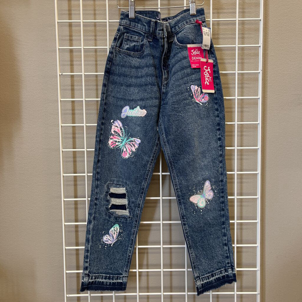 NWT Justice Mini Mom Distressed Jeans - 12