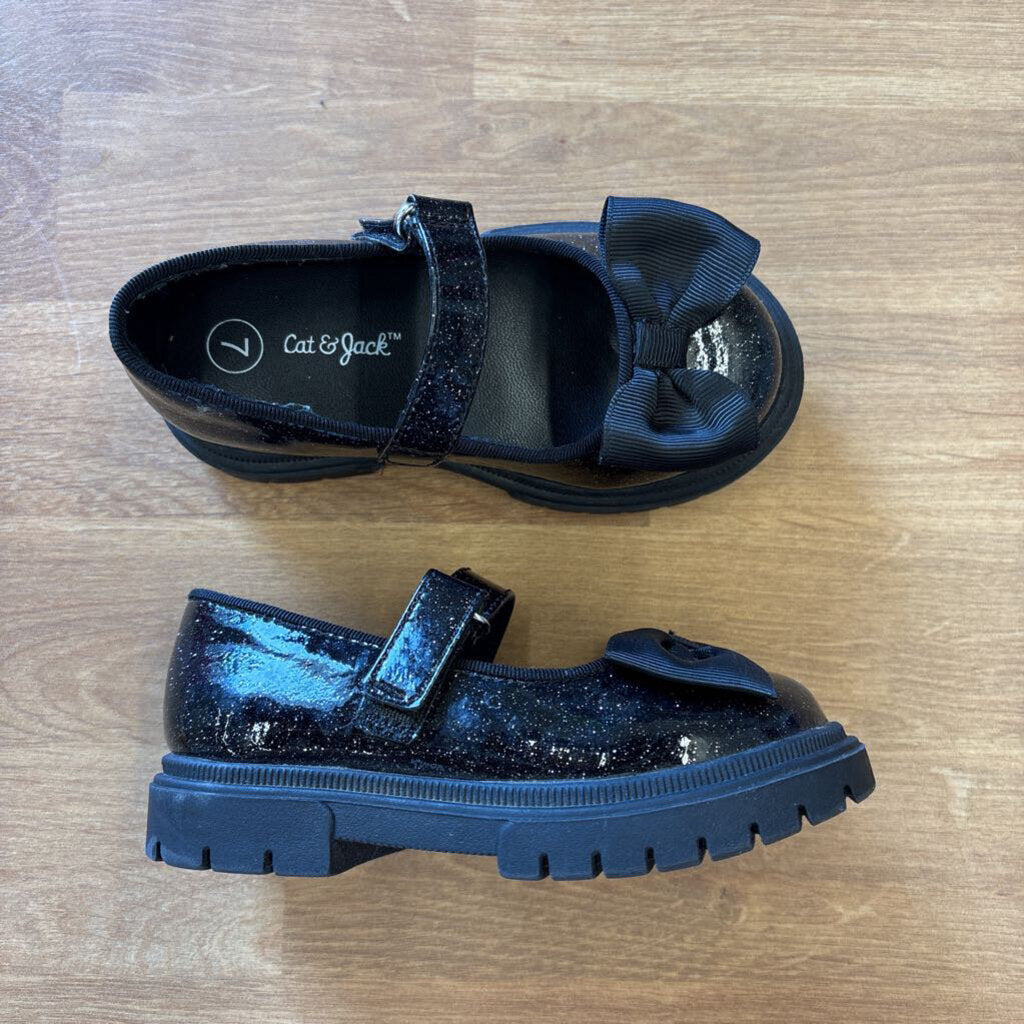 Cat & Jack Black Sparkle Patent Mary Janes - 7