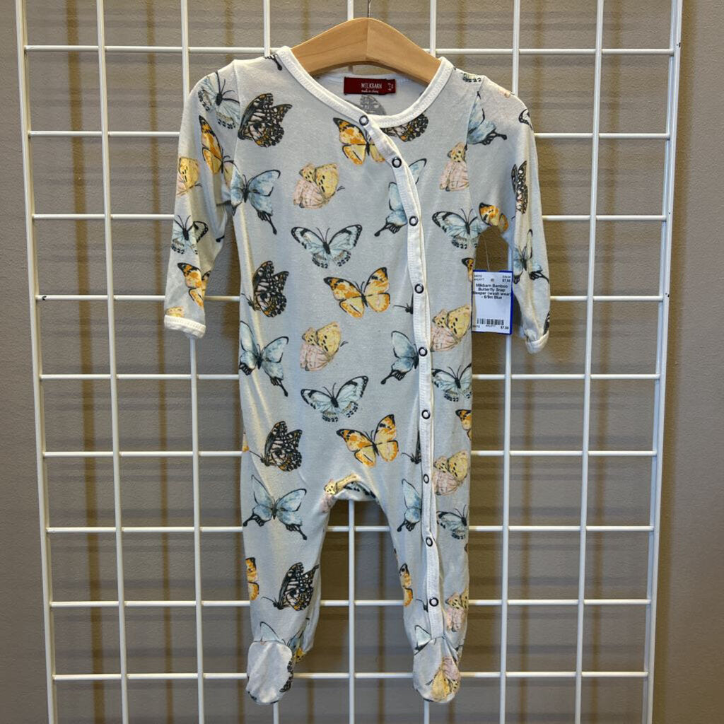 Milkbarn Bamboo Butterfly Snap Sleeper (wash wear) - 6/9m