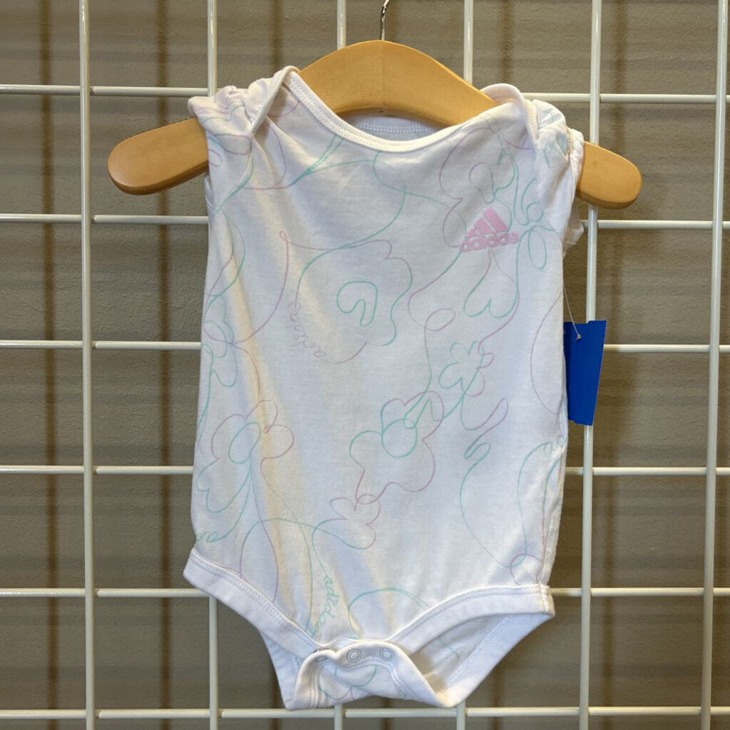 Adidas Heart SS Onesie - 6m