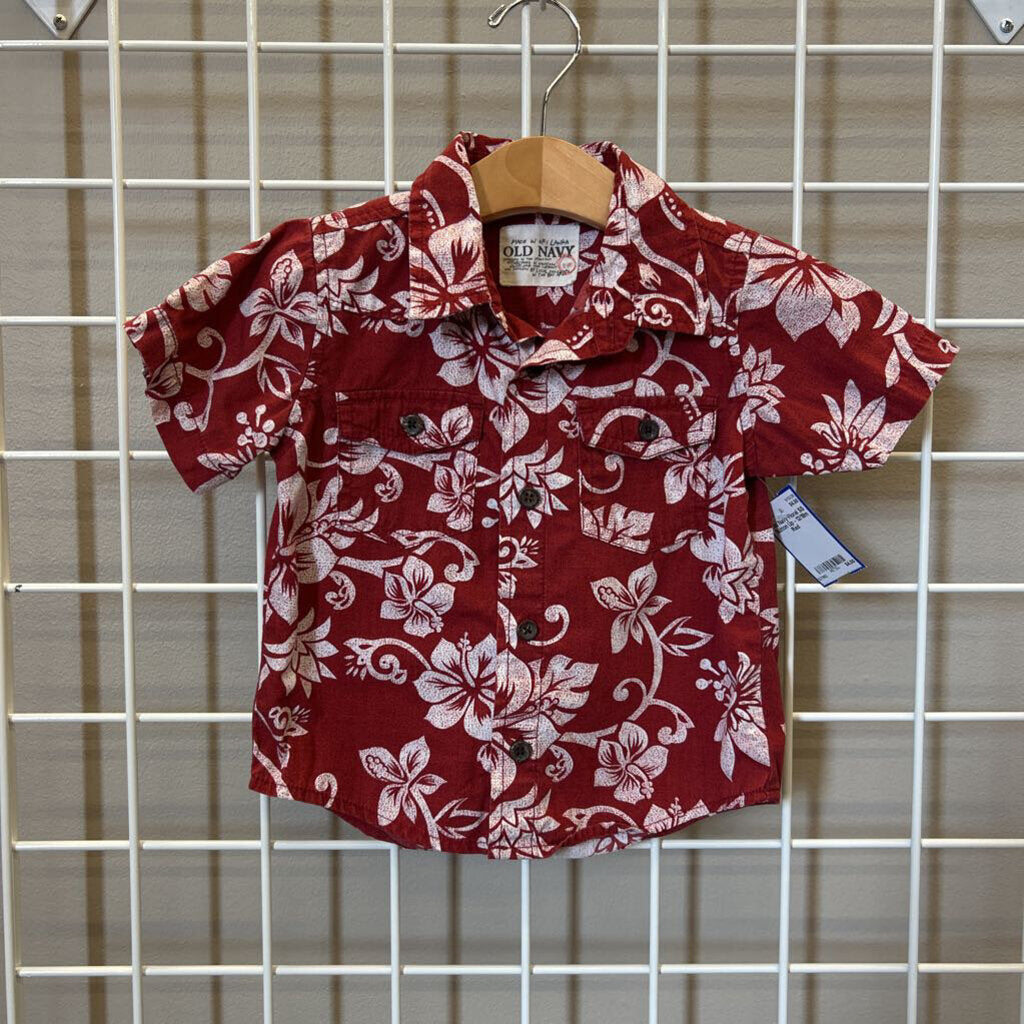 Old Navy Floral SS Button Up - 12/18m