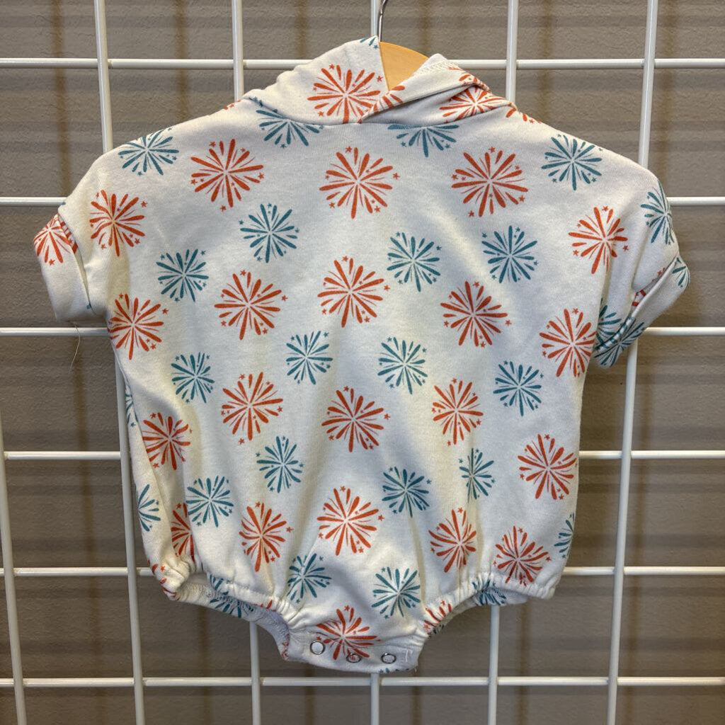 Little One Shop Firework SS Hooded Onesie - 0/3m
