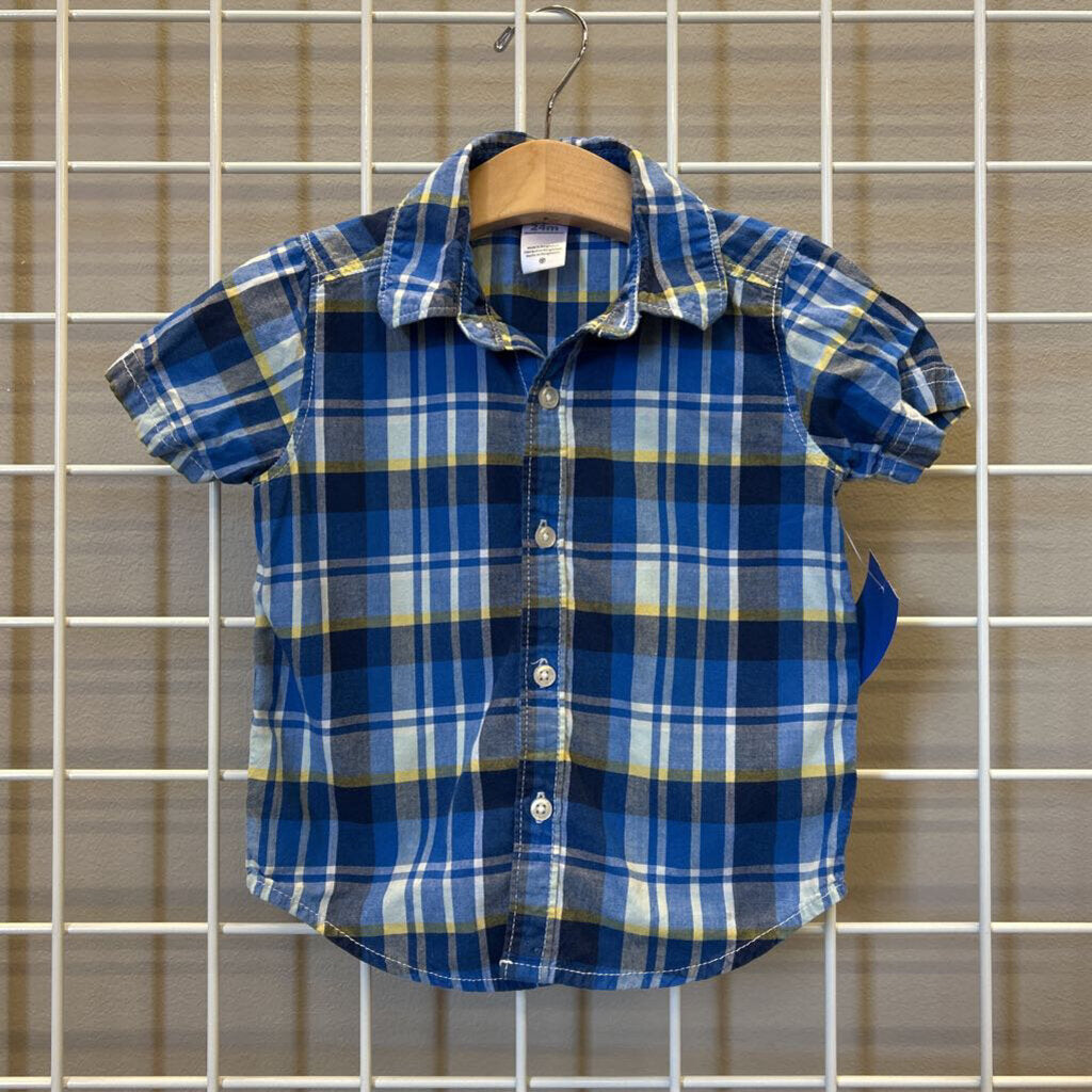 Carter's Plaid SS Button Up - 24m