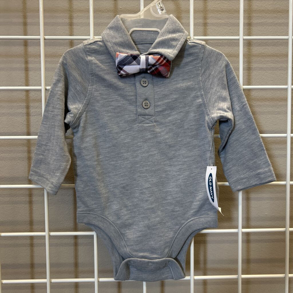 NWT Old Navy LS Onesie w/ Bowtie - 3/6m
