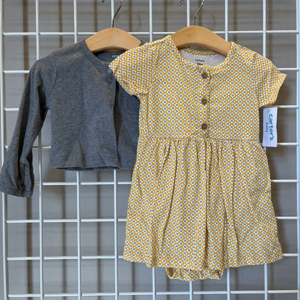 NWT Carter's Floral SS Dress Bodysuit w/ Cardigan - 18m