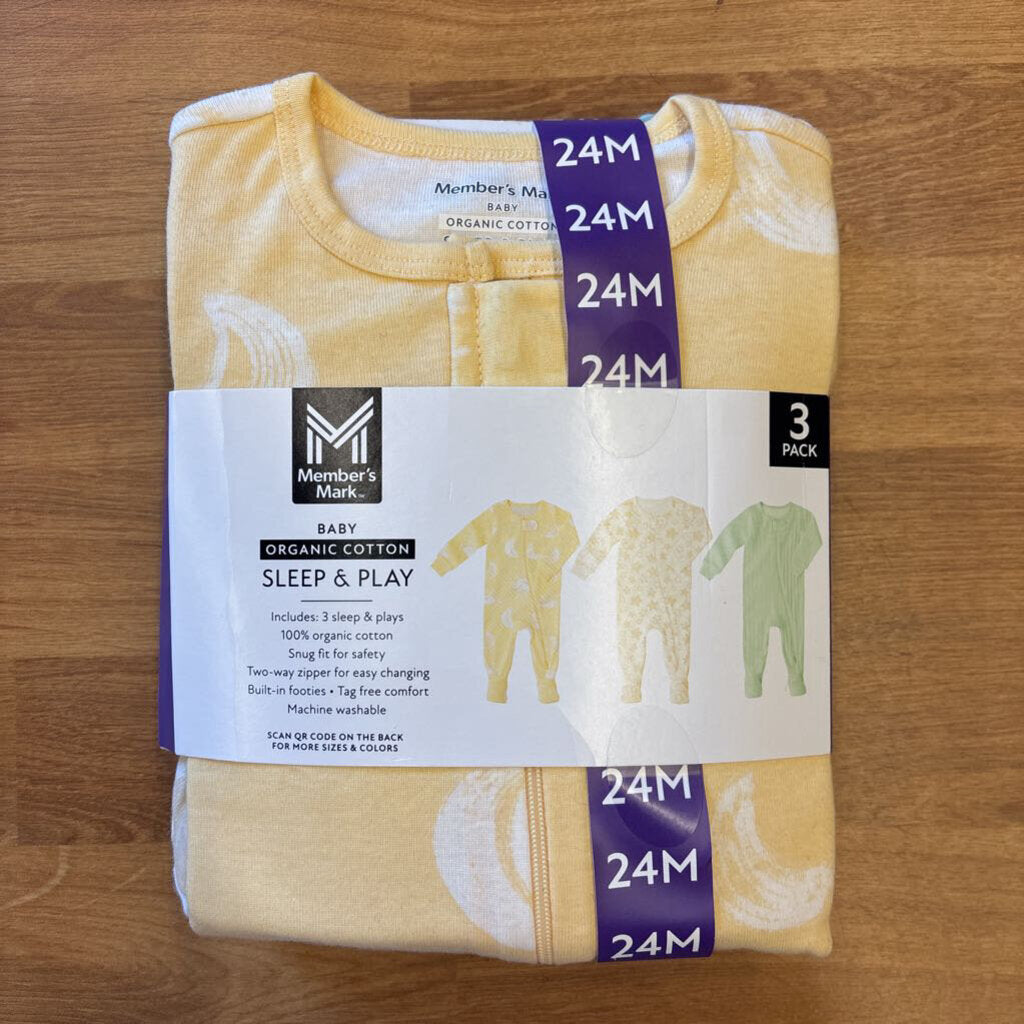 NEW Member's Mark Zip Sleeper 3 Pack - 24m