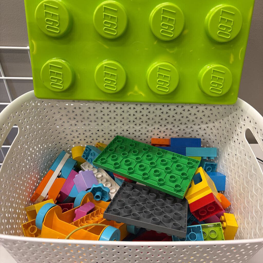 Duplo Blocks w/ Green Storage Bin (white bin not included)