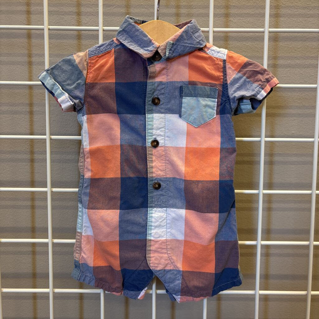 Carter's Plaid Short Romper - 0/3m