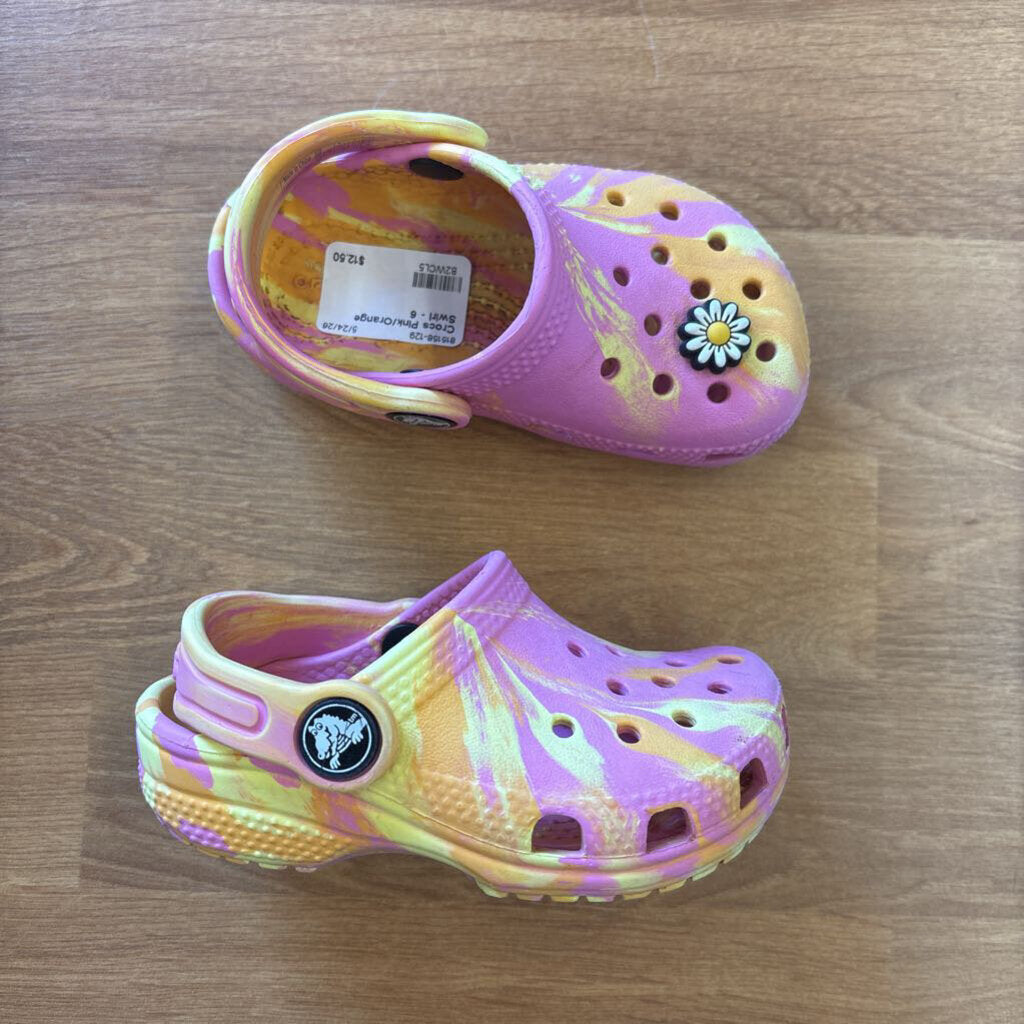 Crocs Pink/Orange Swirl - 6