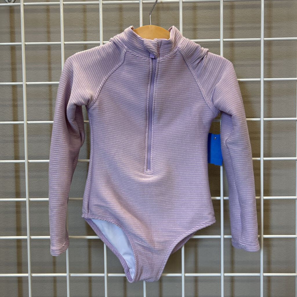 Cotton On Ribbed Shimmer LS One Pc Swim 5