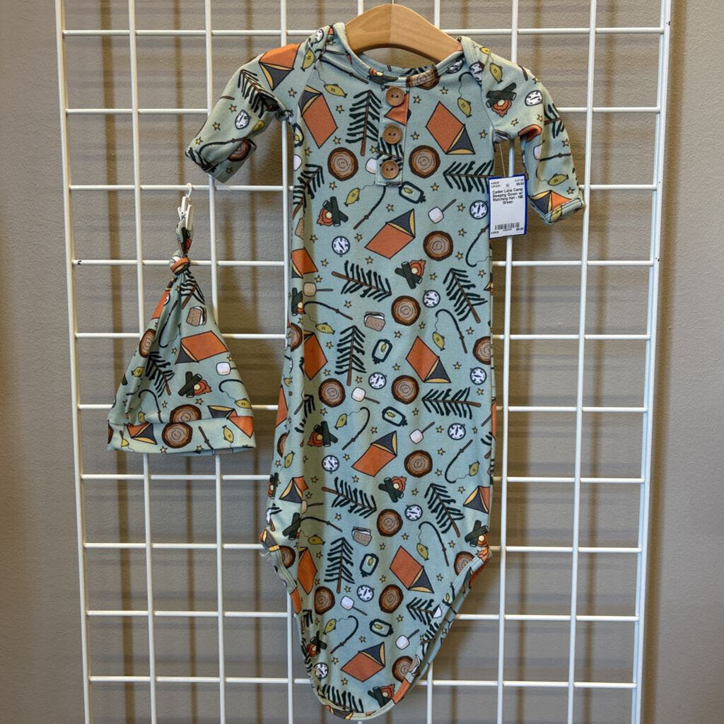 Caden Lane Camp Sleeping Gown w/ Matching Hat - NB