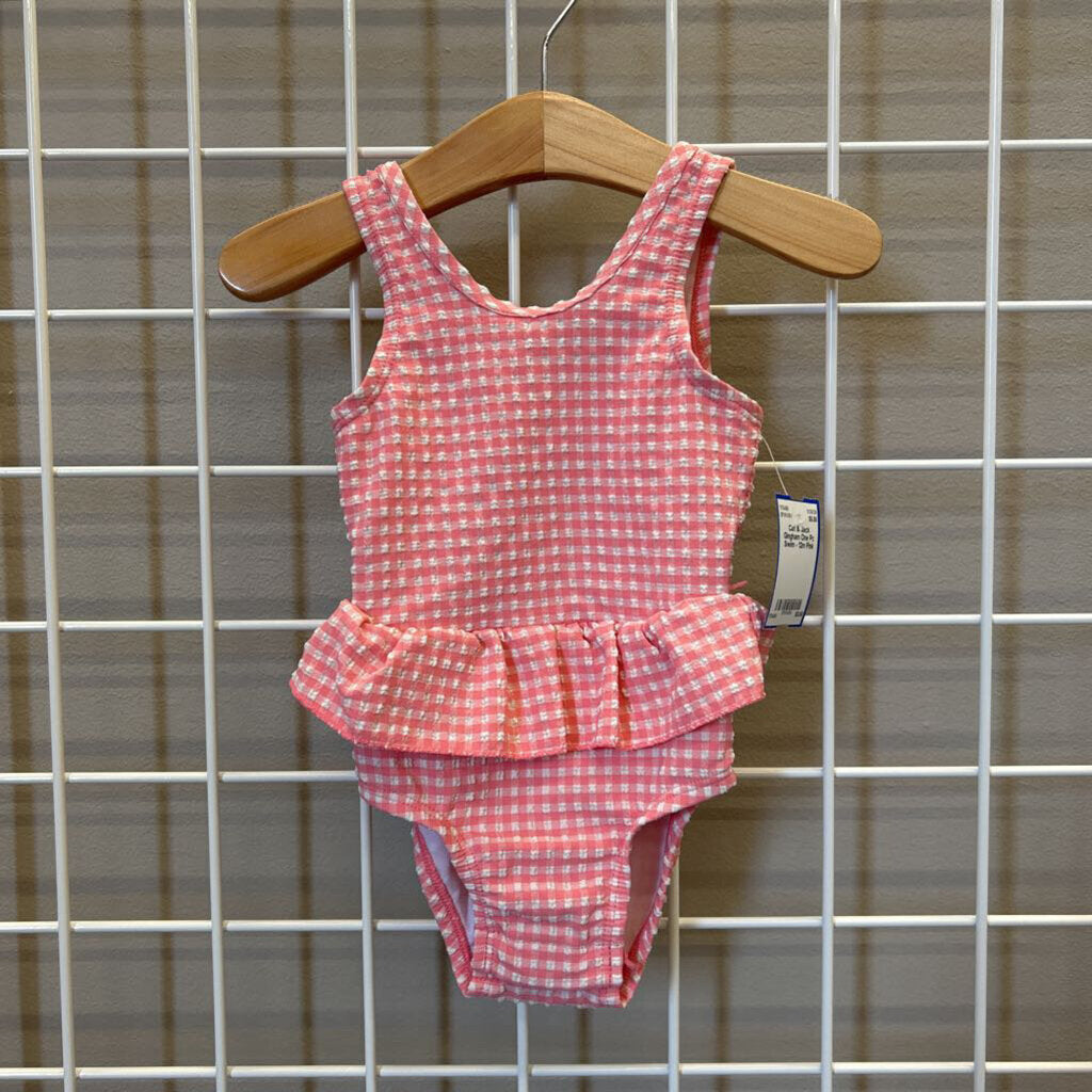 Cat & Jack Gingham One Pc Swim - 12m