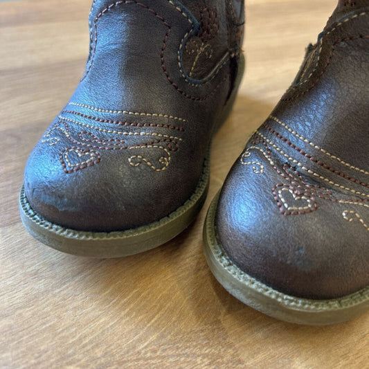 Cat & Jack Brown Cowgirl Boots (wear) - 5