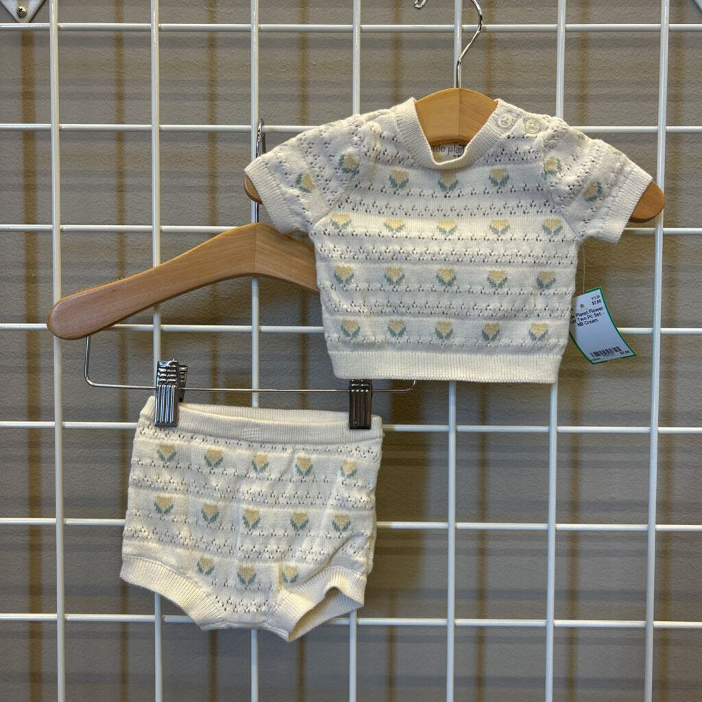Little Planet Flower Knit Two Pc Set - NB