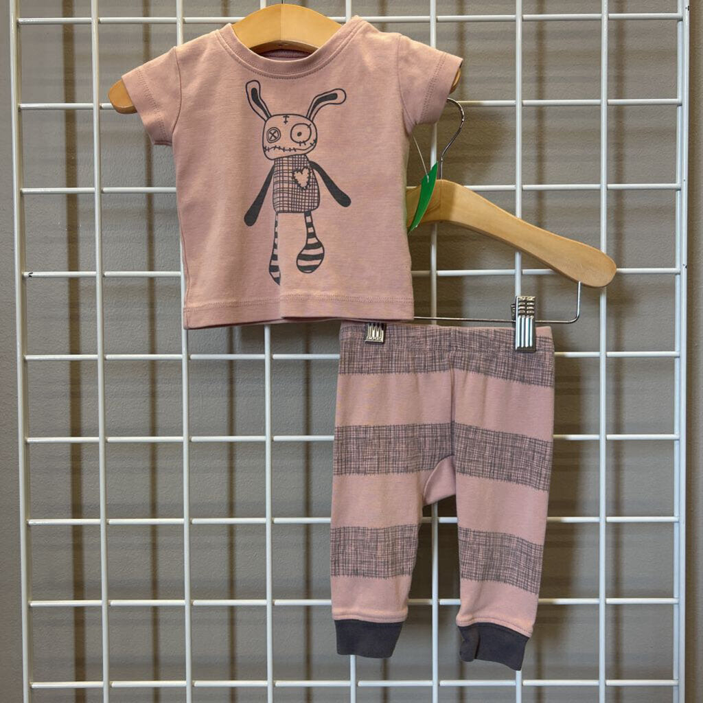 Small Rags Bunny Stripe Two Pc Set - 3m