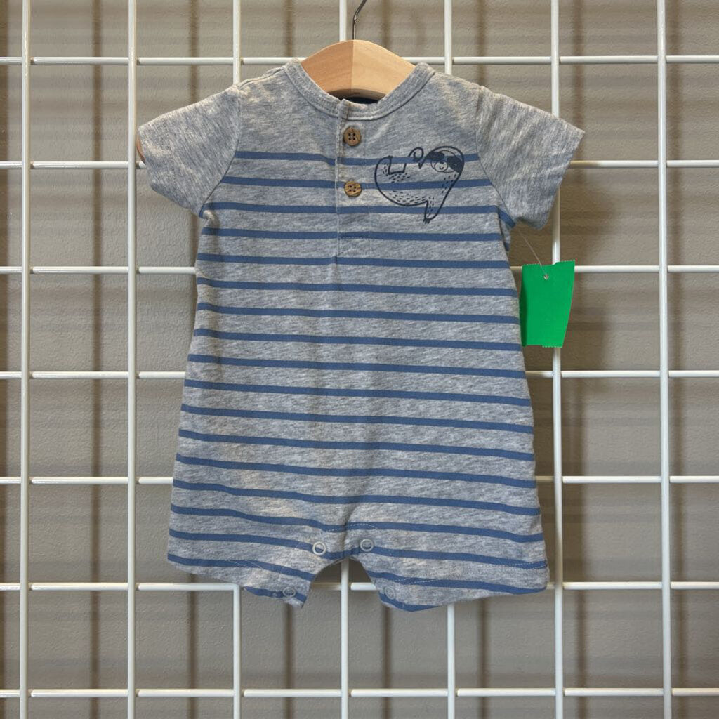 Carter's Striped SS Sloth Romper - 3m