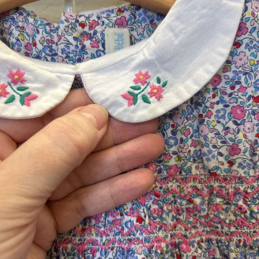 JoJo Maman Bebe Floral SS Dress (discoloration along collar) - 2/3