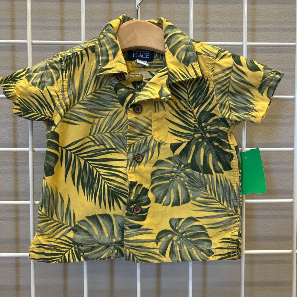 Children's Place Palm Tree SS Button-up - 3/6m